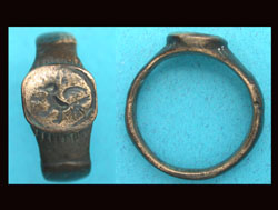 Ring, Medieval, Men's, Walking Stork Intaglio, ca. 11th-16th Cent